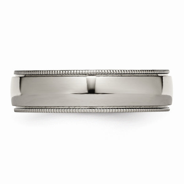 Titanium Grooved and Beaded Edge 6mm Polished Band