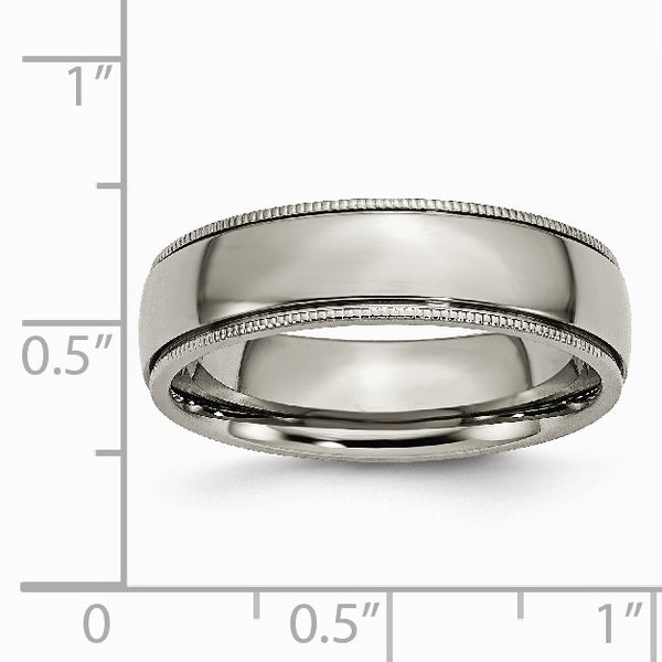 Titanium Grooved and Beaded Edge 6mm Polished Band