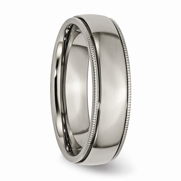 Titanium Grooved and Beaded Edge 6mm Polished Band