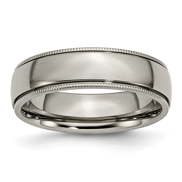 Titanium Grooved and Beaded Edge 6mm Polished Band