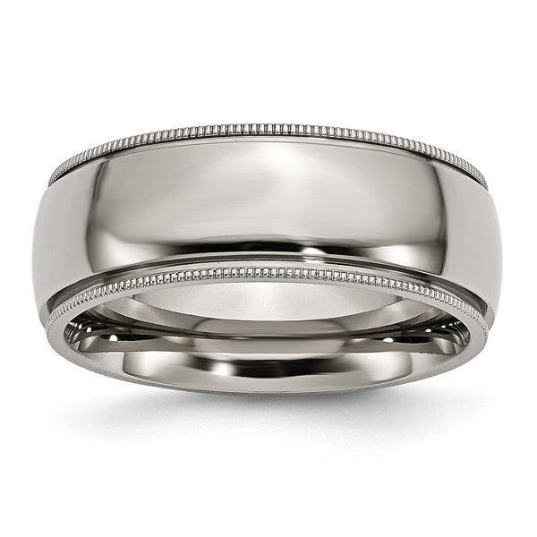 Titanium Grooved and Beaded Edge 8mm Polished Band