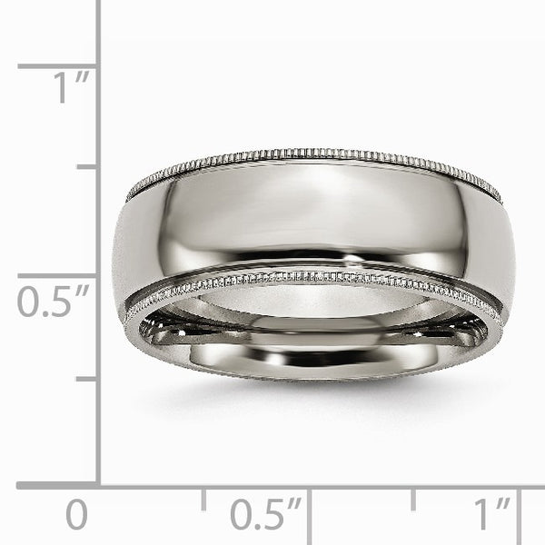 Titanium Grooved and Beaded Edge 8mm Polished Band