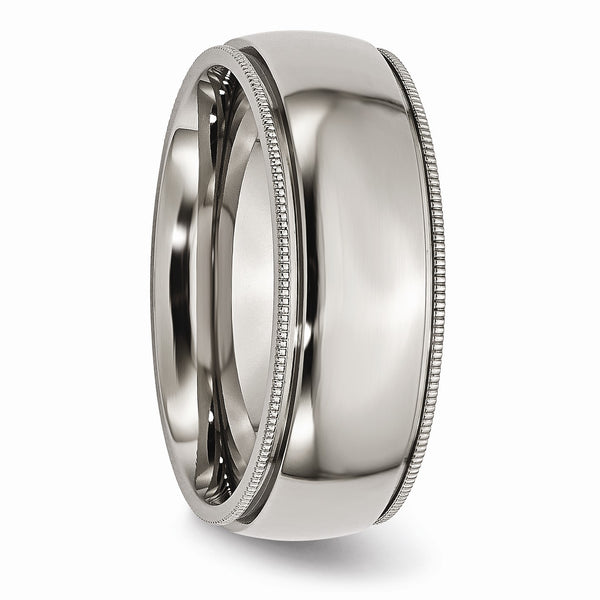 Titanium Grooved and Beaded Edge 8mm Polished Band