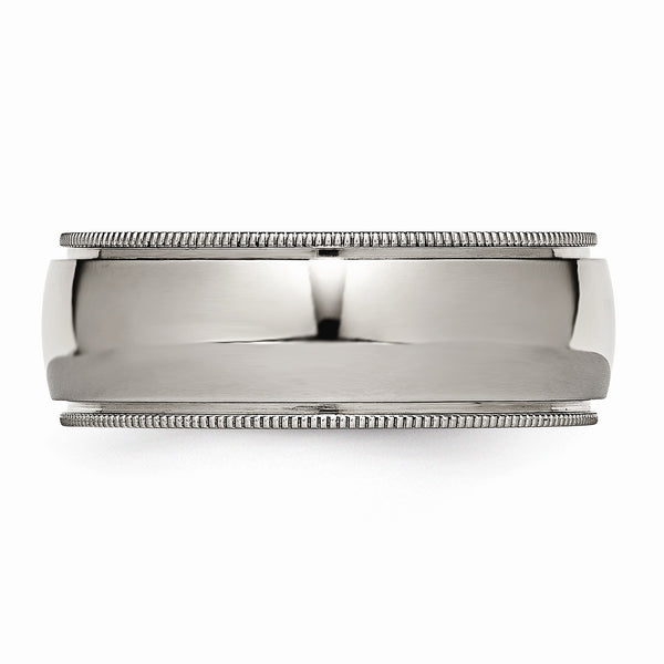 Titanium Grooved and Beaded Edge 8mm Polished Band
