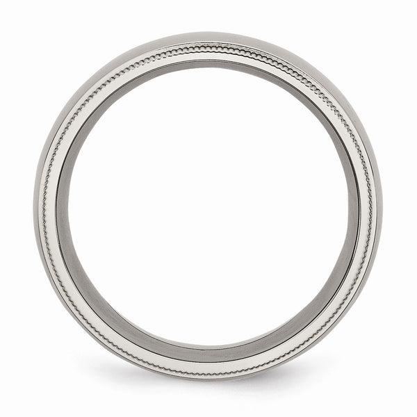Titanium Grooved and Beaded Edge 8mm Polished Band