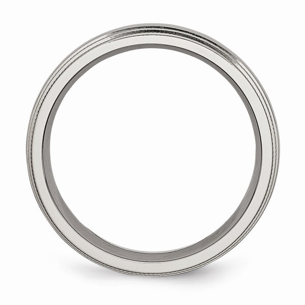 Titanium Grooved and Beaded Edge 6mm Polished Band
