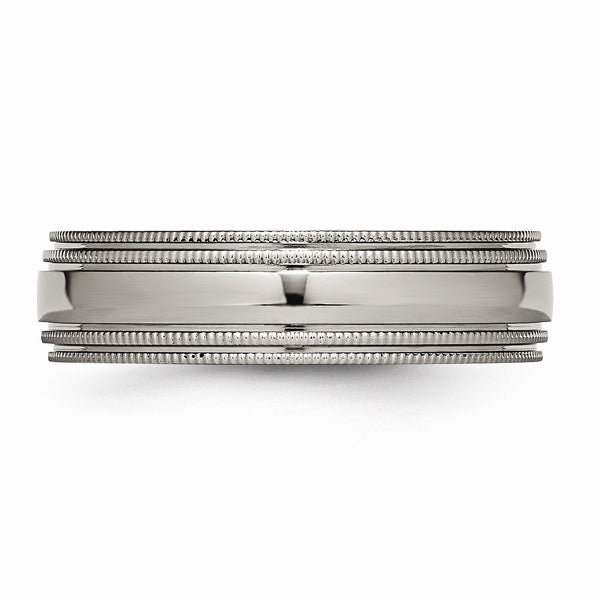 Titanium Grooved and Beaded Edge 6mm Polished Band