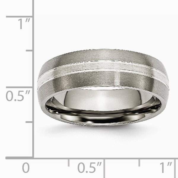 Titanium Grooved 7mm Sterling Silver Inlay Brushed/Polished Band