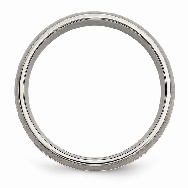 Titanium Grooved 7mm Sterling Silver Inlay Brushed/Polished Band