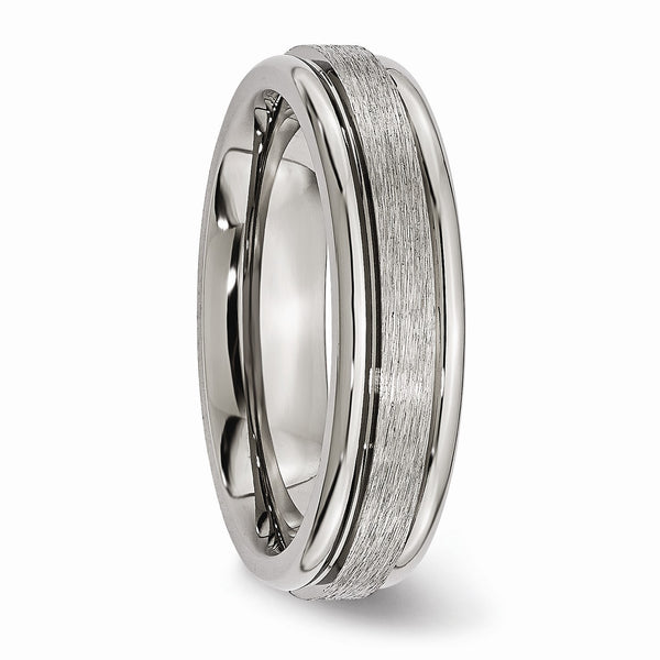 Titanium Grooved Edge 6mm Brushed and Polished Band