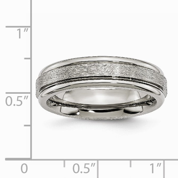 Titanium Grooved Edge 6mm Brushed and Polished Band