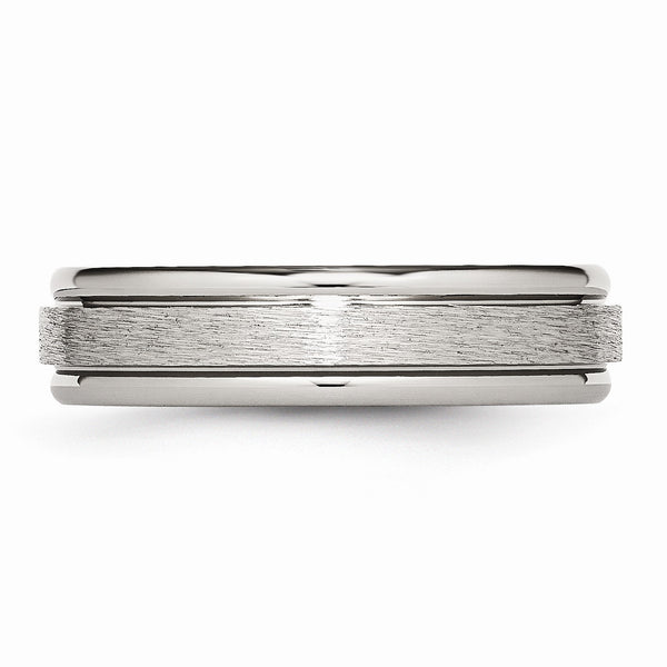 Titanium Grooved Edge 6mm Brushed and Polished Band