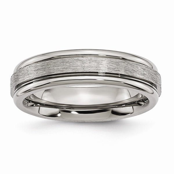 Titanium Grooved Edge 6mm Brushed and Polished Band