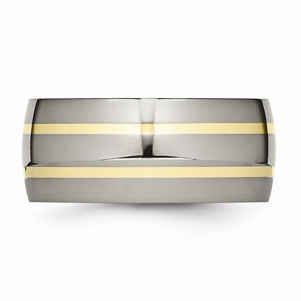 Titanium 14k Yellow Inlay 10mm Polished Band