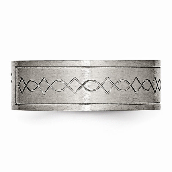 Titanium Cross Design Flat 8mm Brushed Band