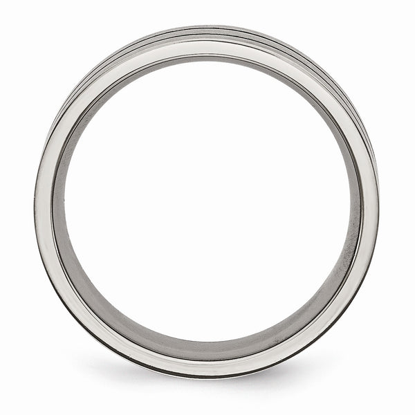 Titanium Black Enamel Flat Grooved 7mm Brushed Band