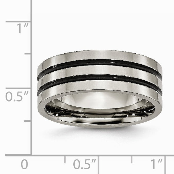 Titanium Enameled Grooved Flat 8mm Polished Band
