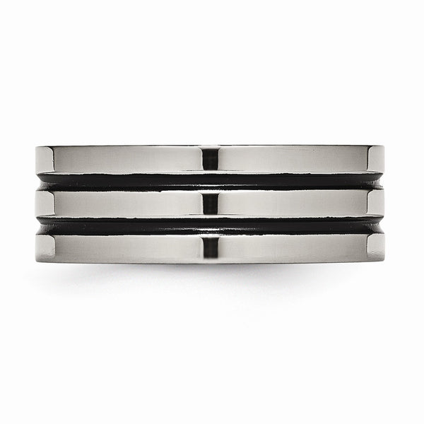 Titanium Enameled Grooved Flat 8mm Polished Band