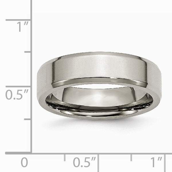 Titanium Beveled Edge 6mm Polished Band