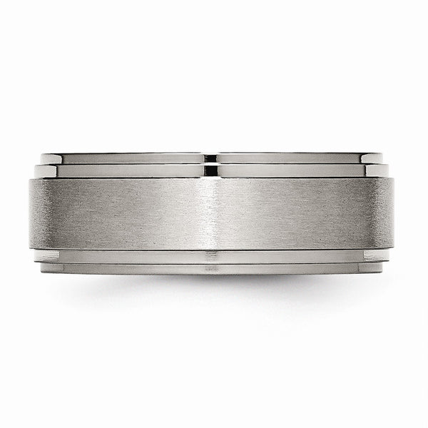 Titanium Double Step Ridged Edge 8mm Satin and Polished Band