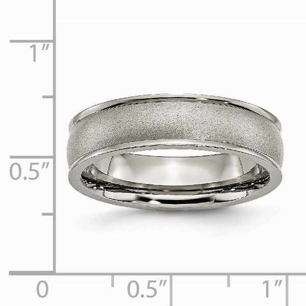 Titanium Ridged Edge 6mm Satin and Polished Band