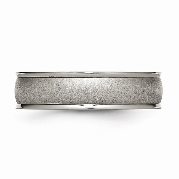 Titanium Ridged Edge 6mm Satin and Polished Band
