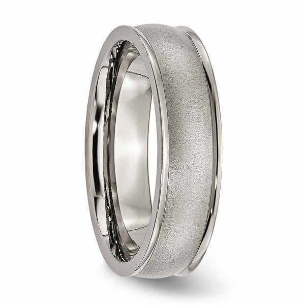 Titanium Ridged Edge 6mm Satin and Polished Band