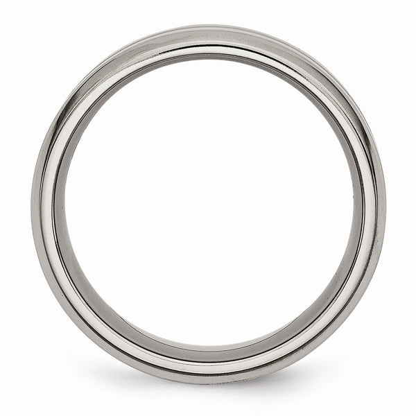 Titanium Grooved Beveled Edge 8mm Brushed and Polished Band