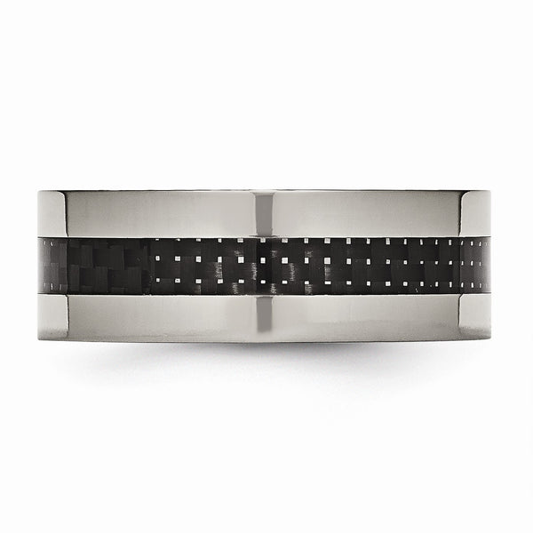 Titanium Polished w/Black Carbon Fiber Inlay Flat 8mm Band
