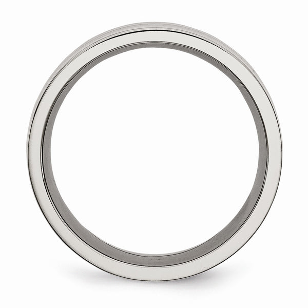 Titanium Polished w/Black Carbon Fiber Inlay Flat 8mm Band