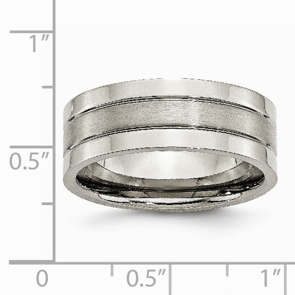 Titanium Grooved 8mm Brushed and Polished Band