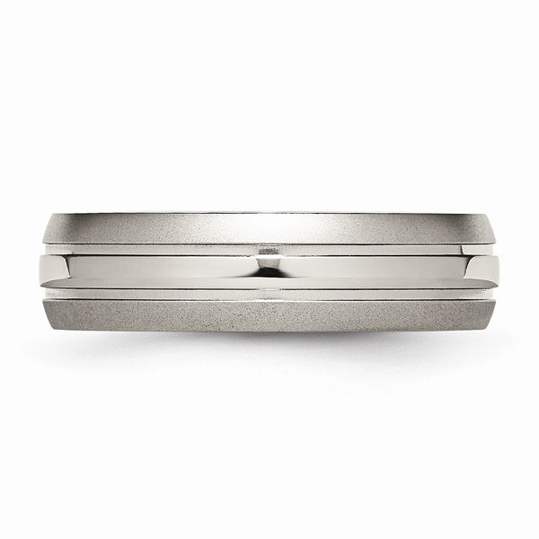 Titanium Grooved 6mm Brushed and Polished Band