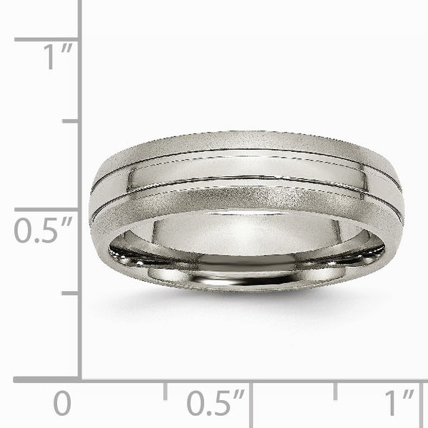 Titanium Grooved 6mm Brushed and Polished Band