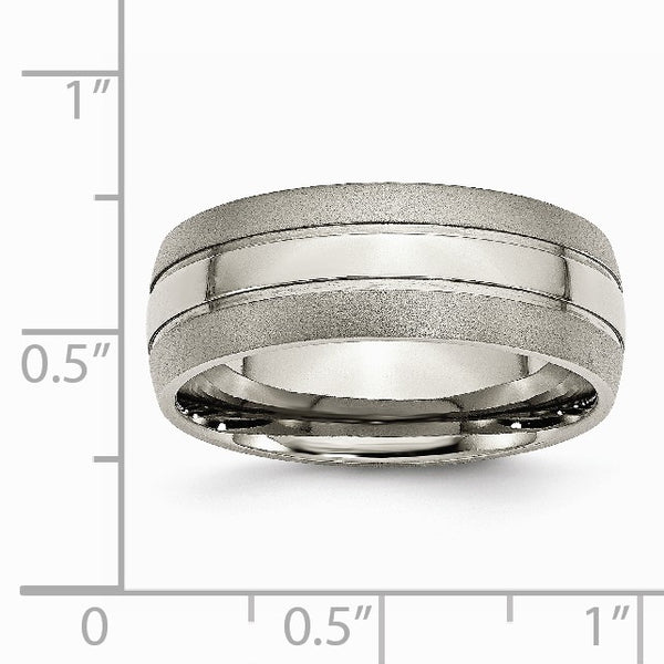 Titanium Grooved 8mm Brushed and Polished Band