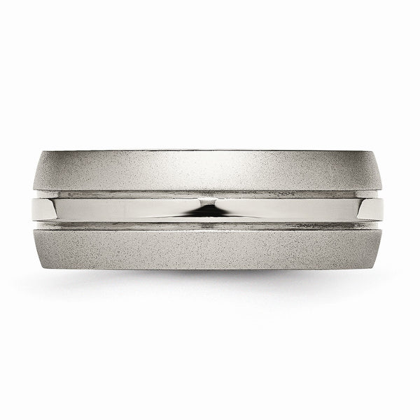 Titanium Grooved 8mm Brushed and Polished Band