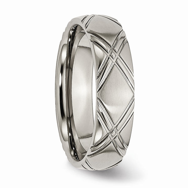 Titanium Criss-cross Design 6mm Brushed and Polished Band