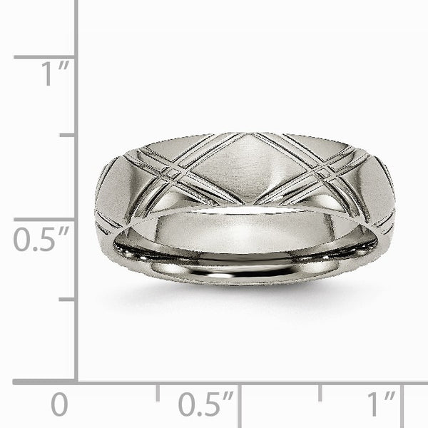Titanium Criss-cross Design 6mm Brushed and Polished Band