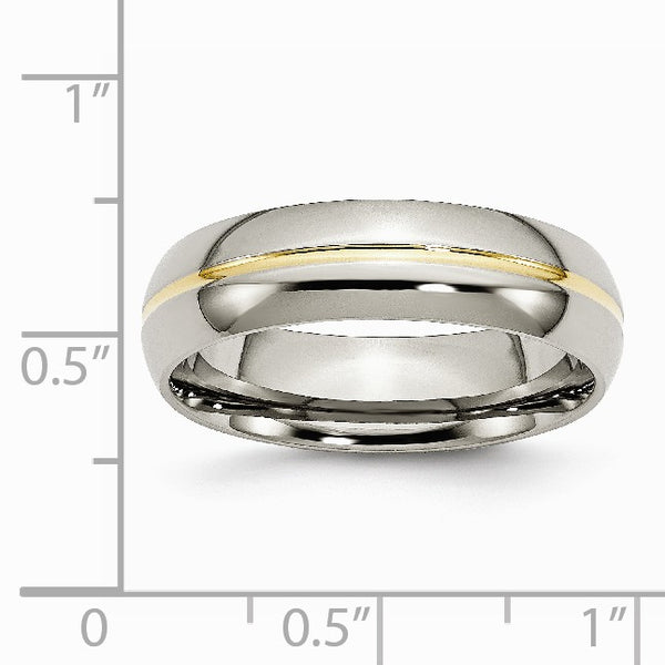Titanium Yellow IP-plated Grooved 6mm Polished Band