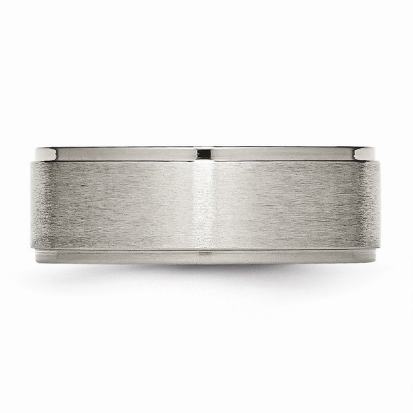 Titanium Ridged Edge 8mm Brushed and Polished Band