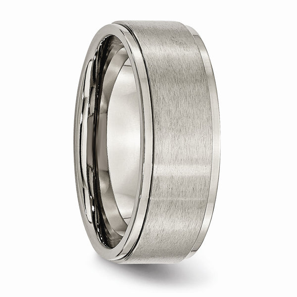 Titanium Ridged Edge 8mm Brushed and Polished Band