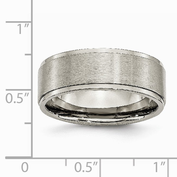 Titanium Ridged Edge 8mm Brushed and Polished Band