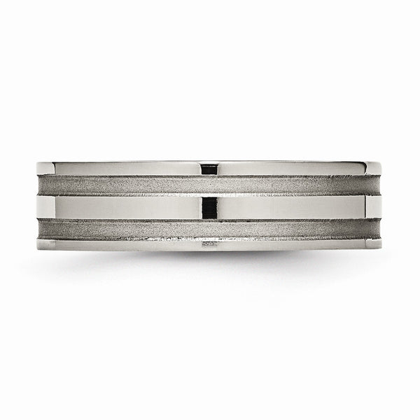 Titanium Grooved 6mm Brushed and Polished Band
