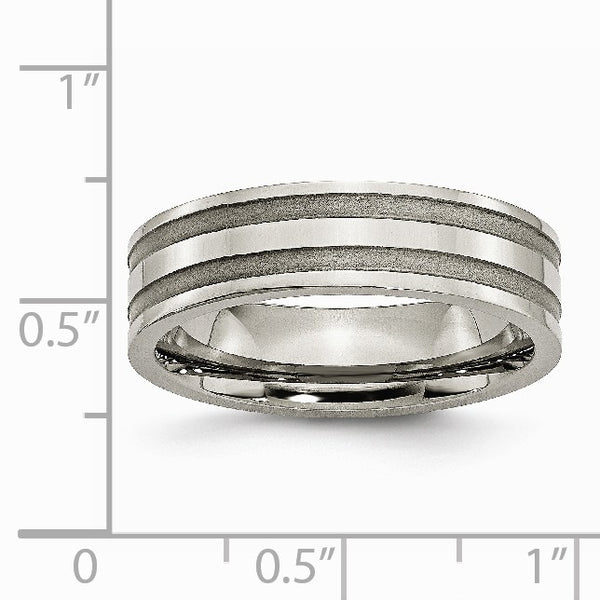 Titanium Grooved 6mm Brushed and Polished Band