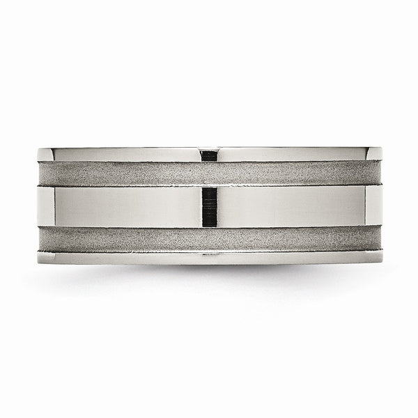 Titanium Grooved 8mm Brushed and Polished Band