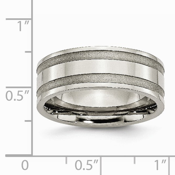 Titanium Grooved 8mm Brushed and Polished Band