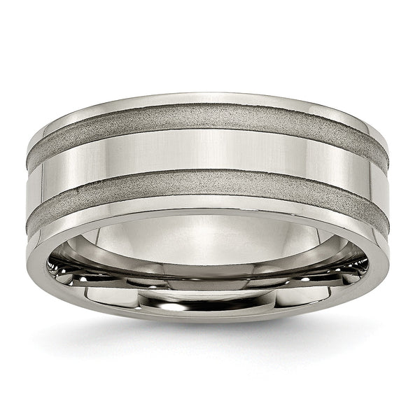 Titanium Grooved 8mm Brushed and Polished Band