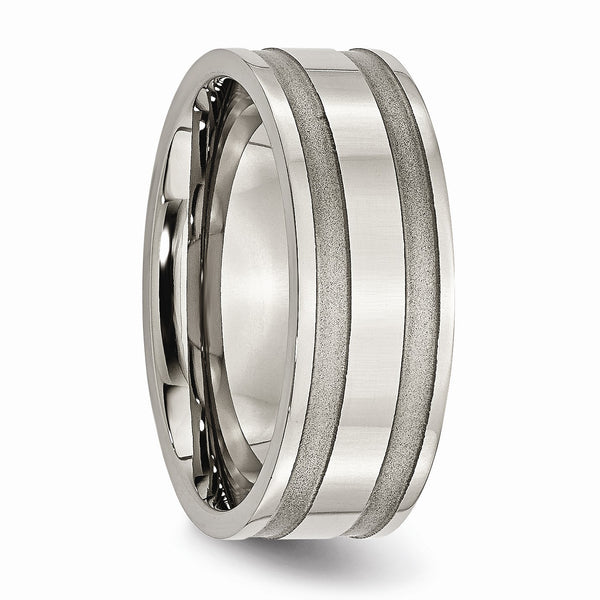 Titanium Grooved 8mm Brushed and Polished Band