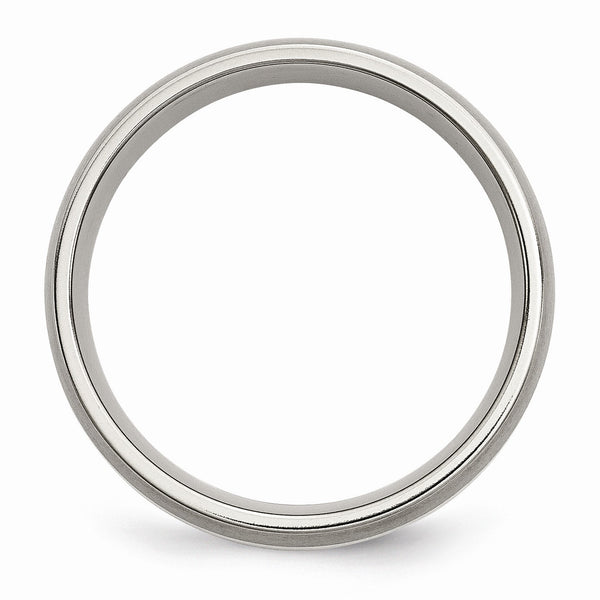Titanium Sterling Silver Inlay 6mm Brushed Band