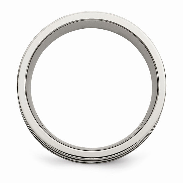 Titanium Sterling Silver Braided Inlay 8mm Brushed and Antiqued Band