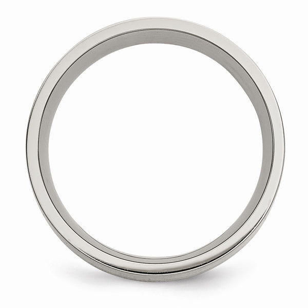 Titanium Flat 14k Yellow Inlay 8mm Brushed Band